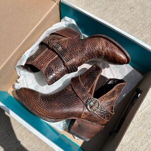 Brown Leather Western Ankle Boots